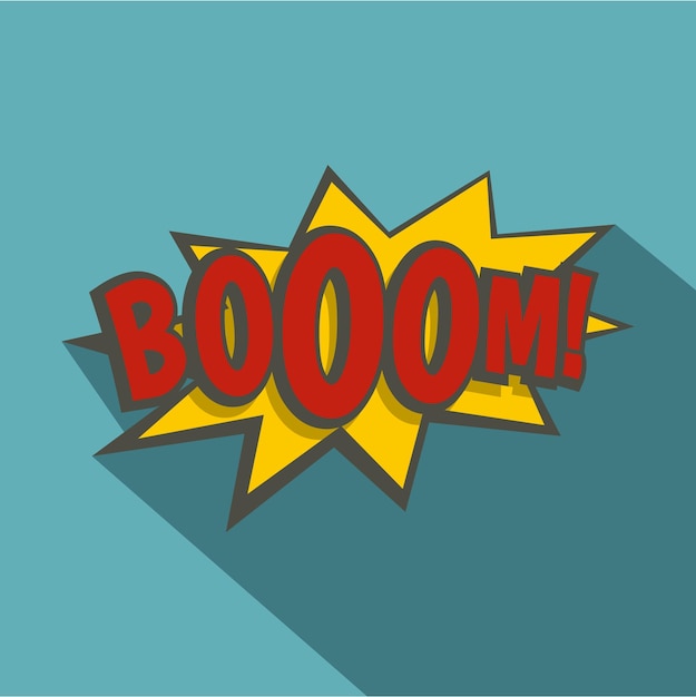 Boom-Explosion-Symbol Flat-Illustration des Boom-Explosion-Vektor-Symbols für das isolierte Web auf blauem Hintergrund