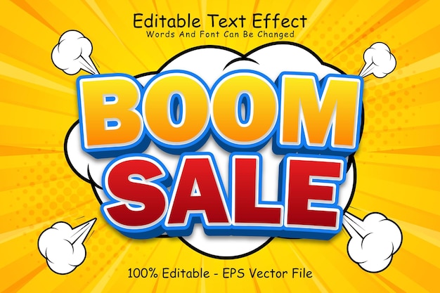 Boom sale bearbeitbarer texteffekt 3-dimensionaler präge-comic-stil