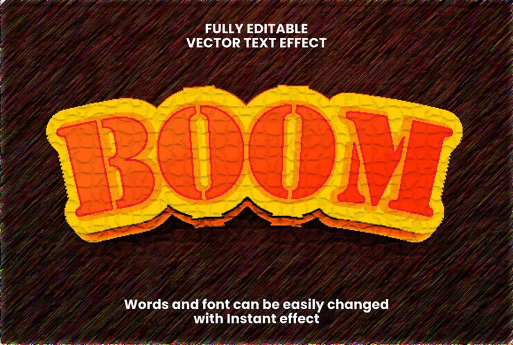 Vektor boom texteffekt im 3d-stil