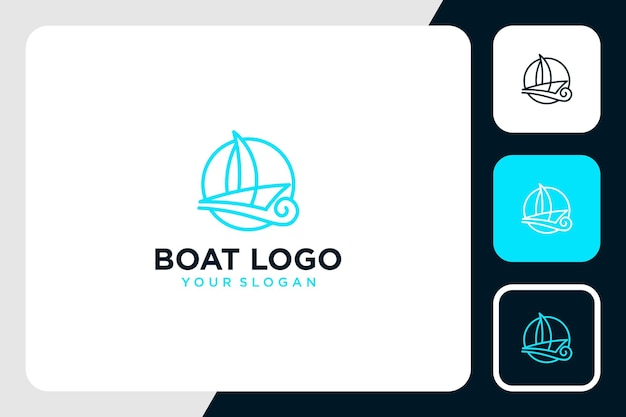 Boot-logo-design mit line-art-inspiration