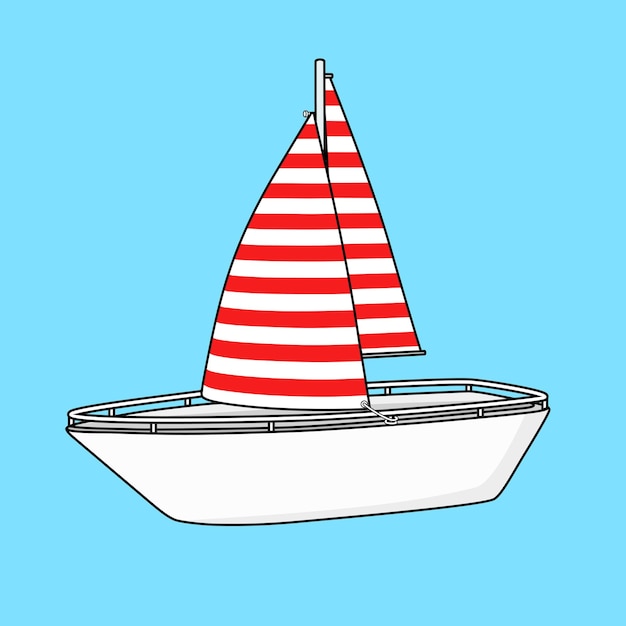Vektor boot mit einem segel-symbol regatta im cartoon-stil segelschiff