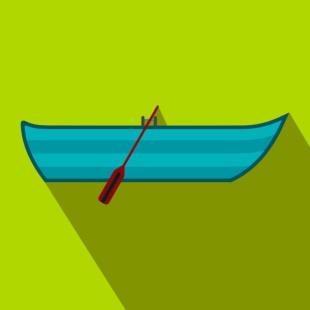 Boot mit paddel flaches symbol auf grünem hintergrund