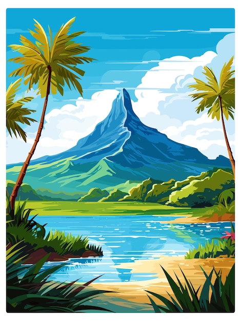 Bora französisch-polynesien vintage reiseposter souvenir postkarte porträtmalerei wpa illustration