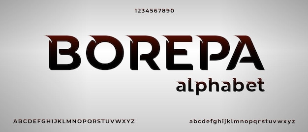 Borepa modernes, elegantes alphabet mit vorlage im urbanen stil