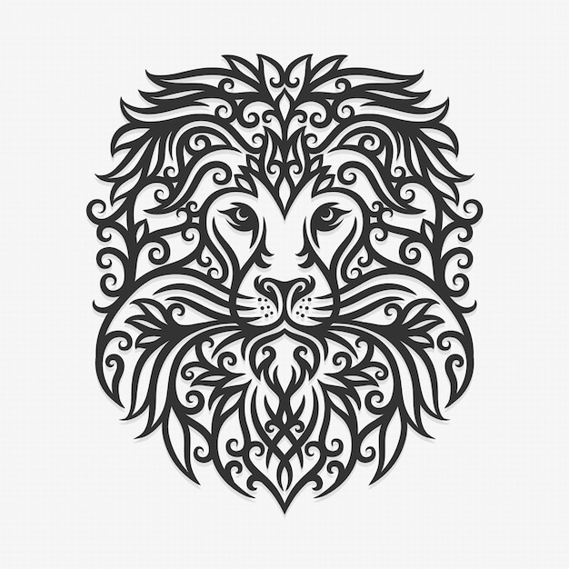 Borneo kalimantan dayak ornament lion illustration