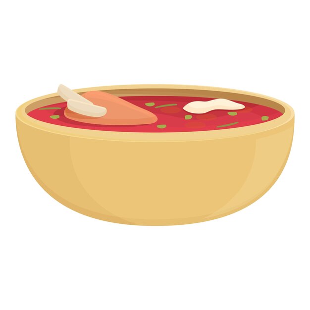 Vektor borschtsch-essen-ikone, cartoon-vektor, rezept für abendessen, küche
