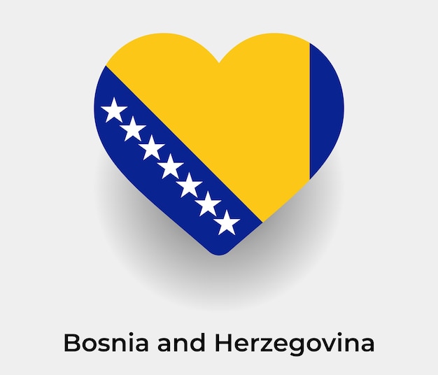 Bosnien und Herzegowina Flagge Herzform Symbol Vektor Illustration