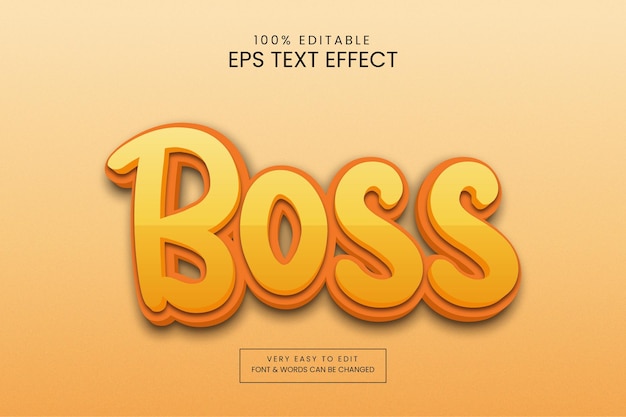 Vektor boss 3d-textstil-effekt