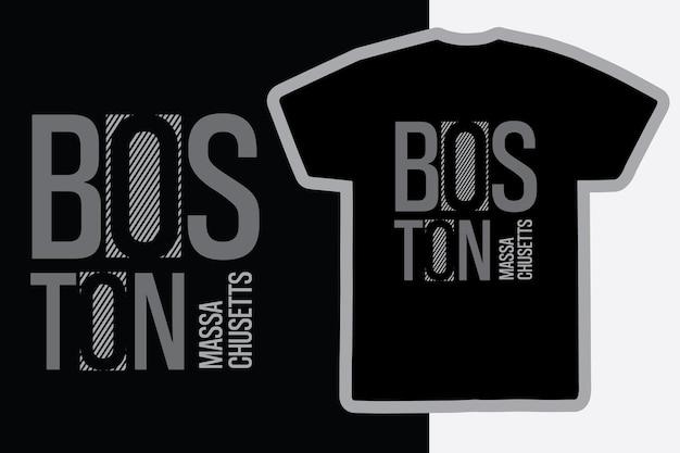 Boston-illustrationstypografie-t-shirt design