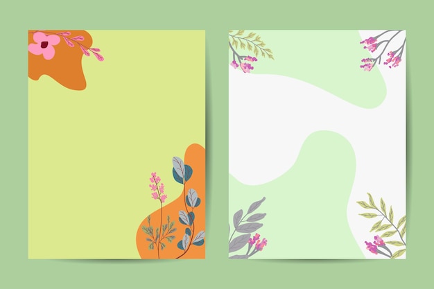 Botanische hochzeitseinladungskarte vorlage design rosa mohn blumen und blätter auf blauem hintergrund minimalistischen vintage-stil