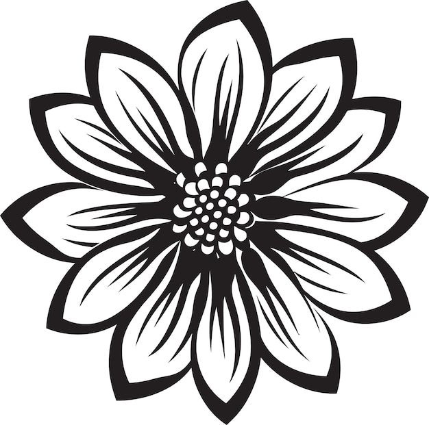 Vektor botanisches monotones emblematisches design anmutige blüte silhouette ikonisches symbol