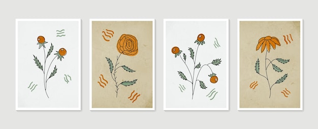 Botanisches wandkunstvektorset sammlung zeitgenössischer kunstplakate minimale und natürliche wandkunst