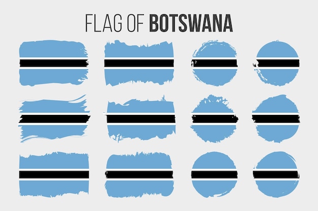 Botswana-flagge illustrationspinselstrich und schmutzfahnen von botswana lokalisiert auf weiß