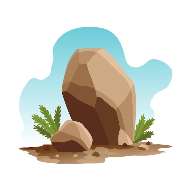 Vektor boulder rock stone trümmer des berges cartoon-stein und elemente für das spiel in flachem stil auf farbigem hintergrund flagstone rocky vector illustration