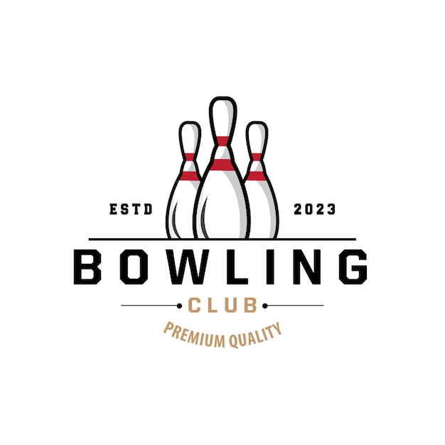 Vektor bowling, sportverein, logo, bowling, kugel, und, pin, design, vektor, turnier, templet, illustration