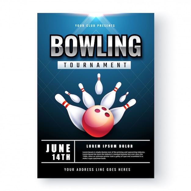 Vektor bowling turnier poster oder flyer design