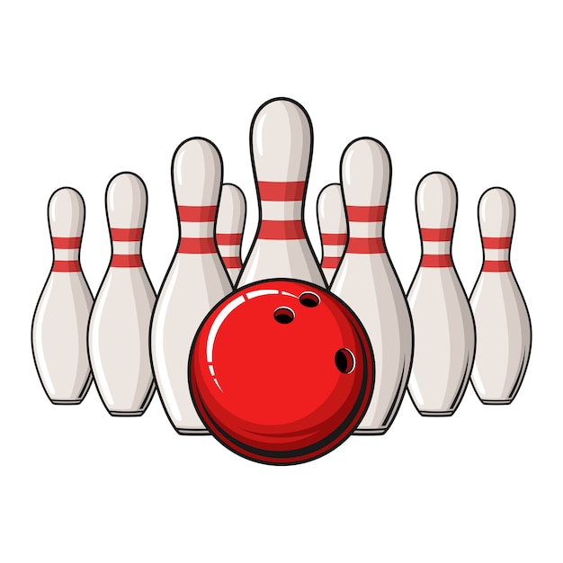 Vektor bowlingplakat mit kugel und kegel