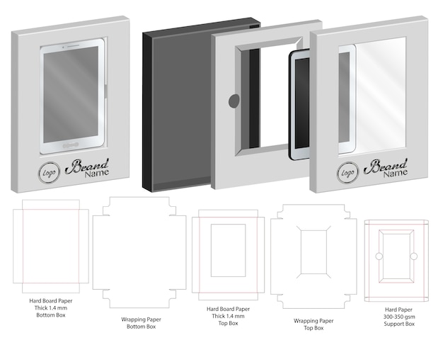 Box mit Kunststoff-Fenster sterben Schnitt Mock-up-Vorlage Vektor