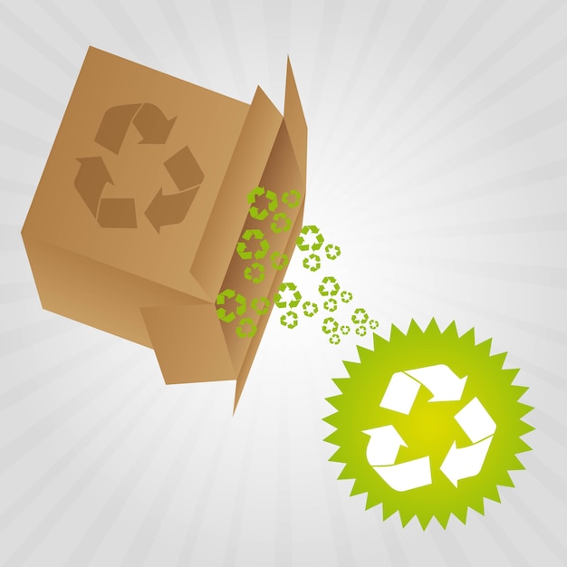 Vektor box mit recycling zeichen über graue hintergrund-vektor-illustration