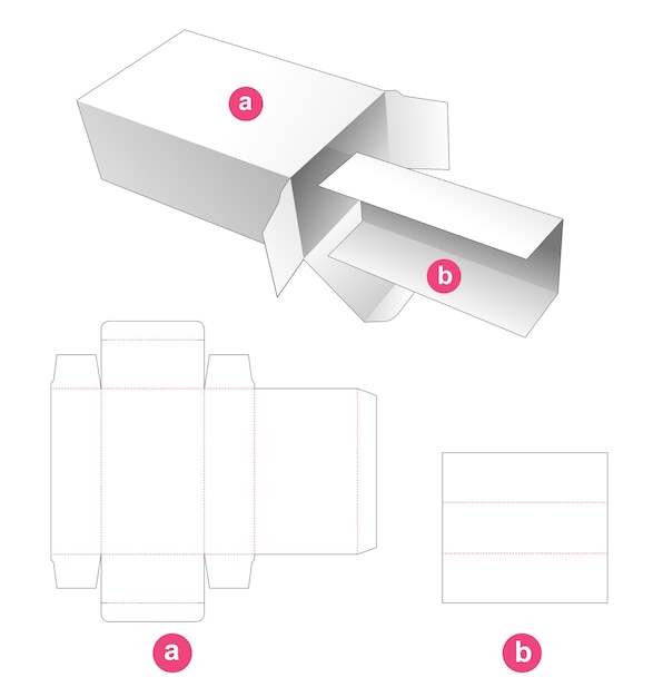 Box mit stanzvorlage für stützhalter