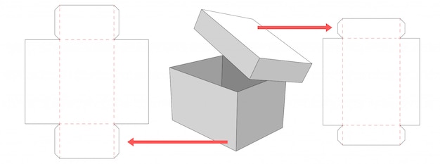 Box und deckel verpackung gestanzte vorlage design