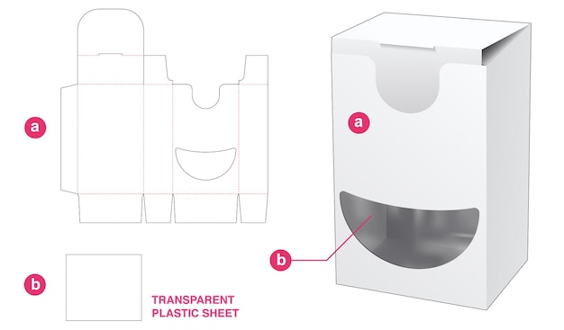 Box- und smile-fenster mit stanzschablone aus transparenter plastikfolie