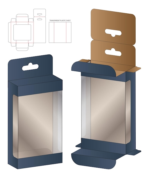 Vektor box-verpackung gestanzt vorlage design. 3d-modell