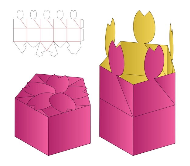 Box-Verpackung gestanzt Vorlage Design. 3D-Modell