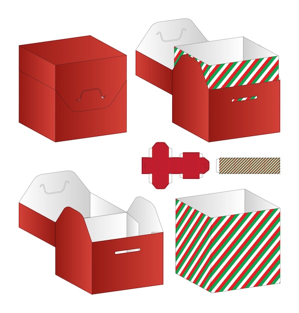 Box-Verpackung gestanzt Vorlage Design. 3D-Modell