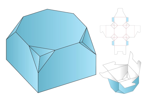 Box-Verpackung gestanzt Vorlage Design. 3D-Modell