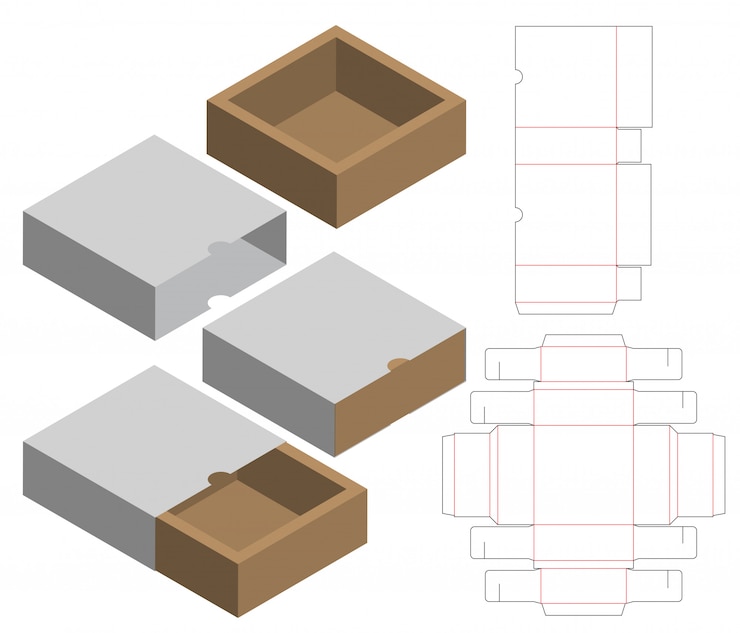 Vektor box-verpackung gestanzt vorlage design