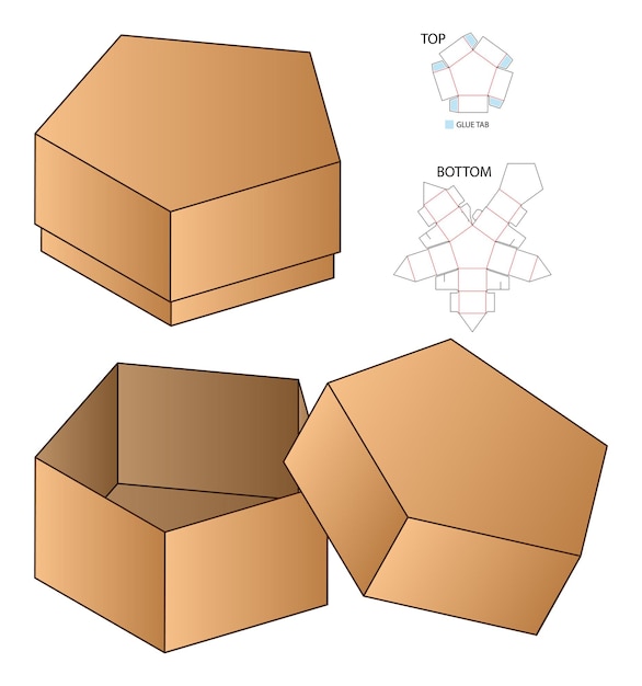 Box verpackung gestanzte vorlage design 3d