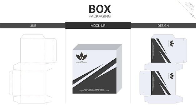 Vektor box-verpackung und modell gestanzte vorlage