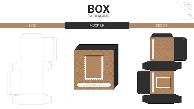 Vektor box-verpackung und modell gestanzte vorlage