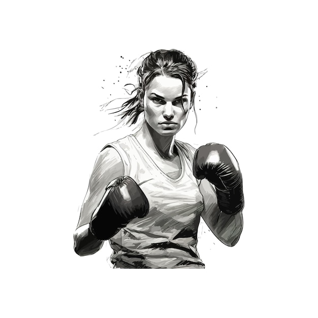 Vektor boxer frau aquarell kunstwerk handgezeichneter stil vektor-illustrationsdesign