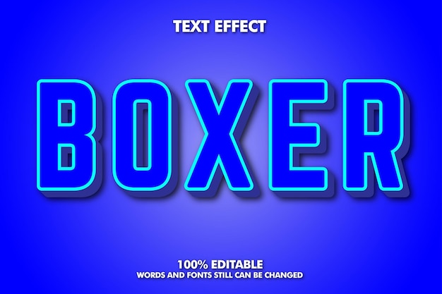 Vektor boxer moderne fette 3d-typographie zeichentrickfilm bearbeitbare texteffekt