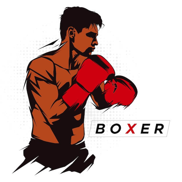 Boxer-Silhouette Vektor-Illustration Boxsport im Boxring Kraft- und Ausdauersport
