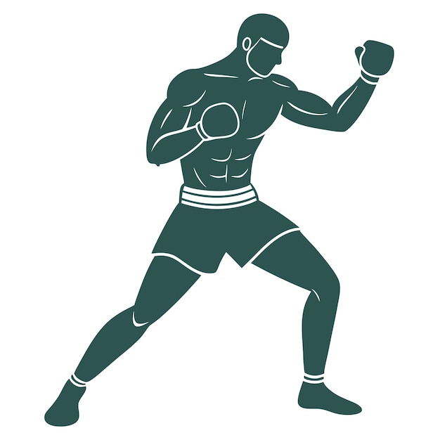 Boxer Stance Outline Vektor für den Kampf