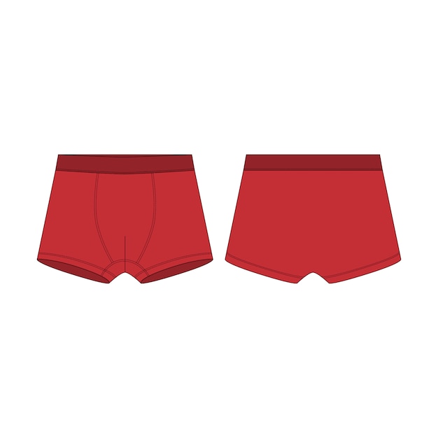 Vektor boxershorts technische skizze. rote boxer unterhosen unterwäsche für jungen