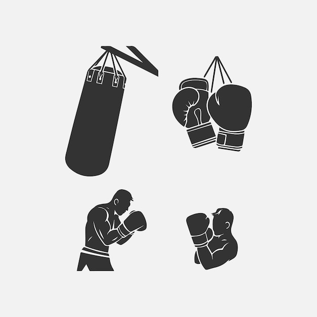 Boxgerät und Kämpferstand Silhouette Vektor