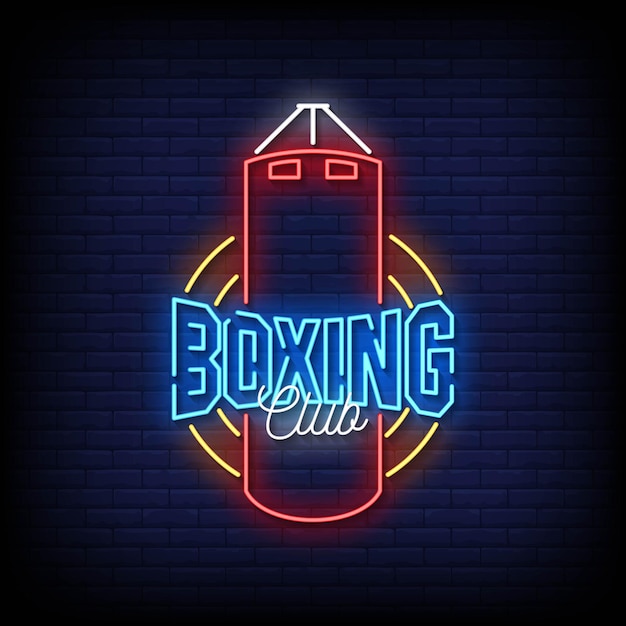 Boxing club neon signs style text vektor