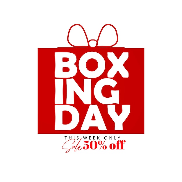 Vektor boxing day sale mit rotem, schwarzem hintergrund, banner, poster oder flyer design