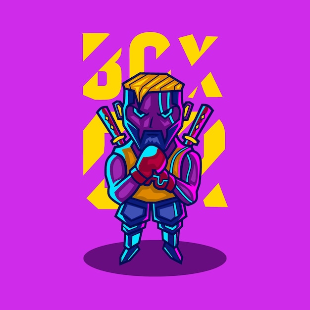 Boxmann cyberpunk-stil zeichentrickfigur illustration