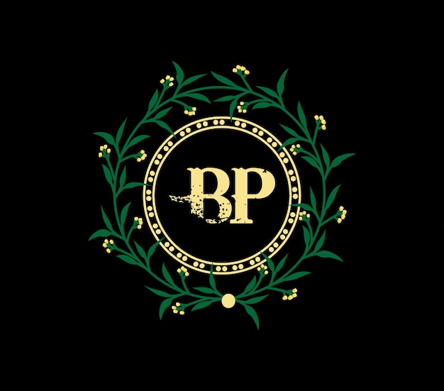 Bp-logo-design mit einzigartigem und einfach gestaltetem goldenem jubiläumsetikett mit band