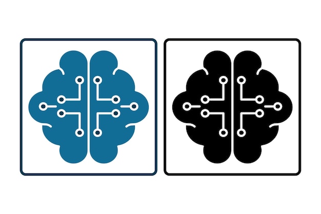 Brain digital Icon Icon related to Technology Suitable for web site design app UI user interfaces Solid icon style Simple vector design editable