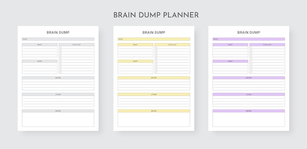 Brain dump planer, gedankenorganisator, brainstorming-notizbuch