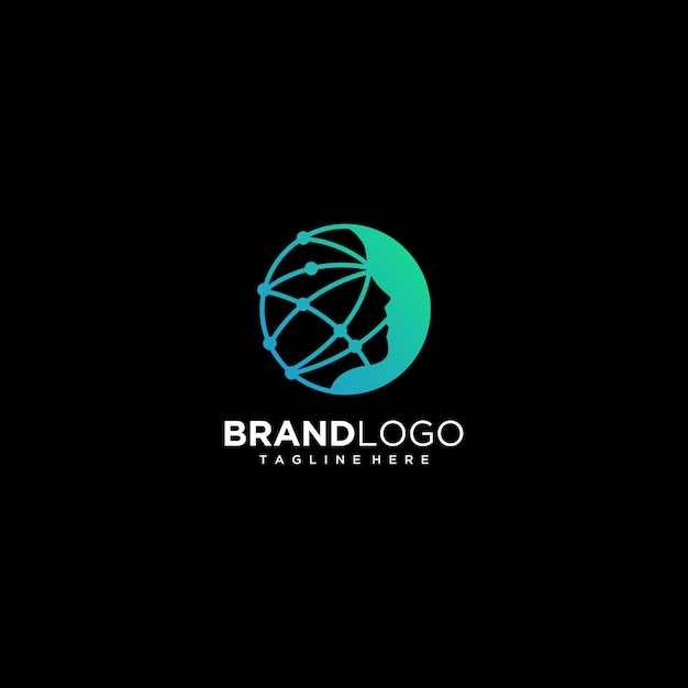 Brain-Tech-Logo-Design-Vorlage kostenloser Vektor