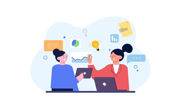 Brainstorming und Diskussion des Geschäftsteams über die Illustration des Startprojekts