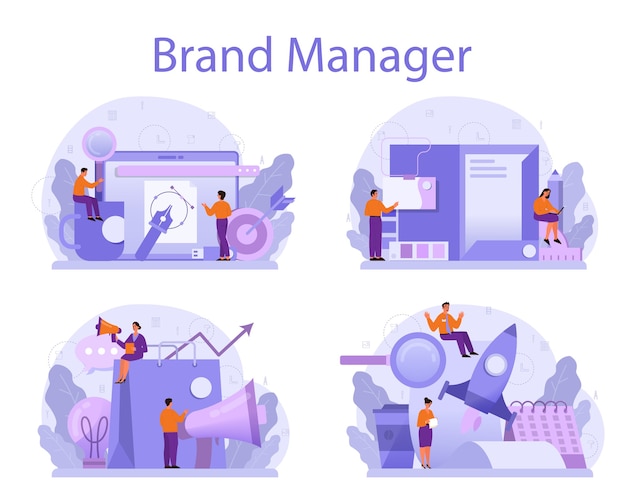 Brand manager concept set.