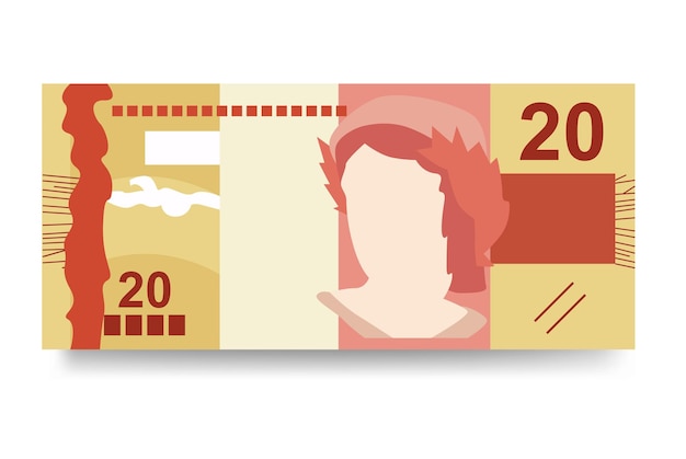 Brasilianische real-vektor-illustration brasilien geldsatz bündel banknoten papiergeld 20 brl